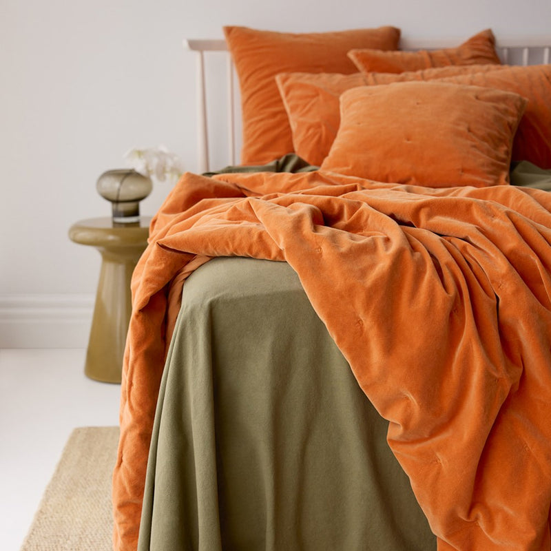 Venus Cotton Velvet Quilted Coverlet - Tangelo