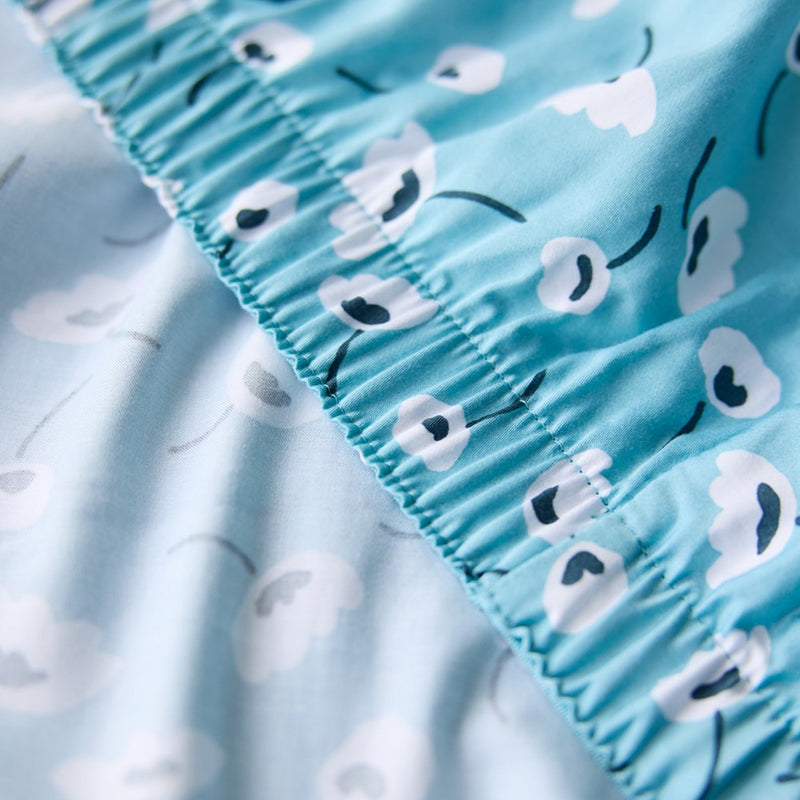 Bamboo Cotton Fitted Sheet - Mina Blue