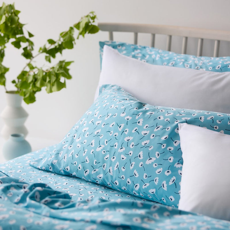 Bamboo Cotton Flat Sheet - Mina Blue