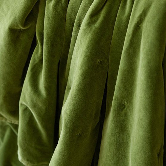 Venus Cotton Velvet Quilted Throw - Foliage