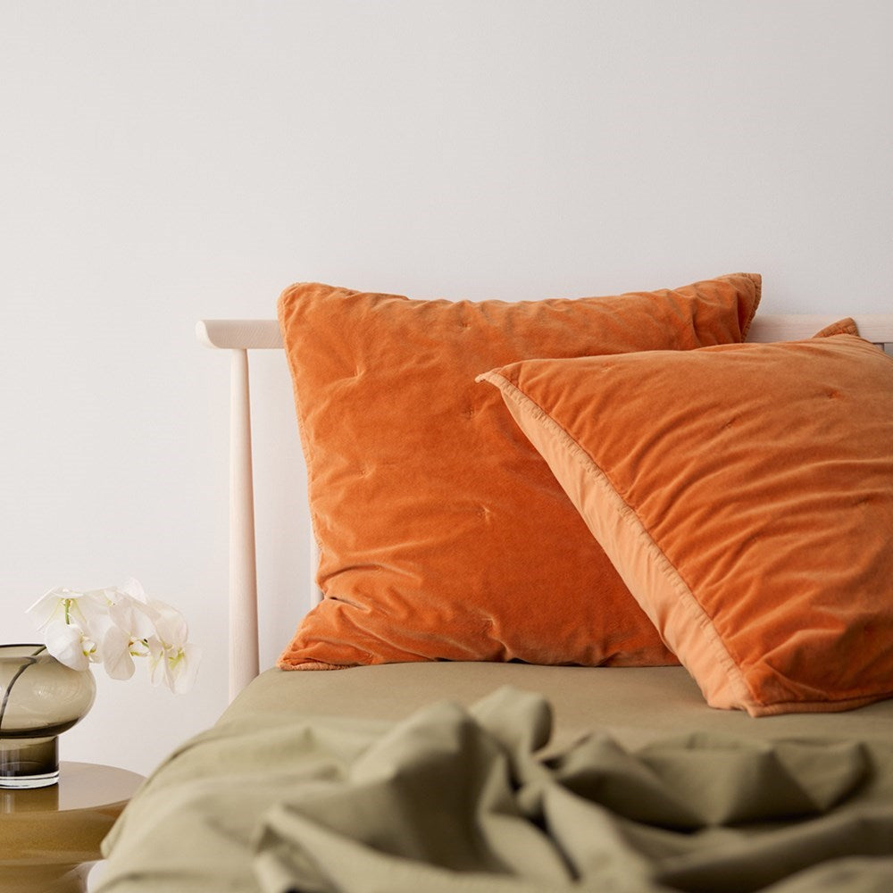 Venus Cotton Velvet Euro Pillowcase - Tangelo