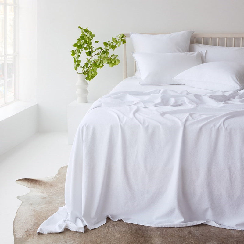 Vintage Look Cotton Flat Sheet - White