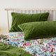 Venus Cotton Velvet Quilted Pillowcase - Foliage