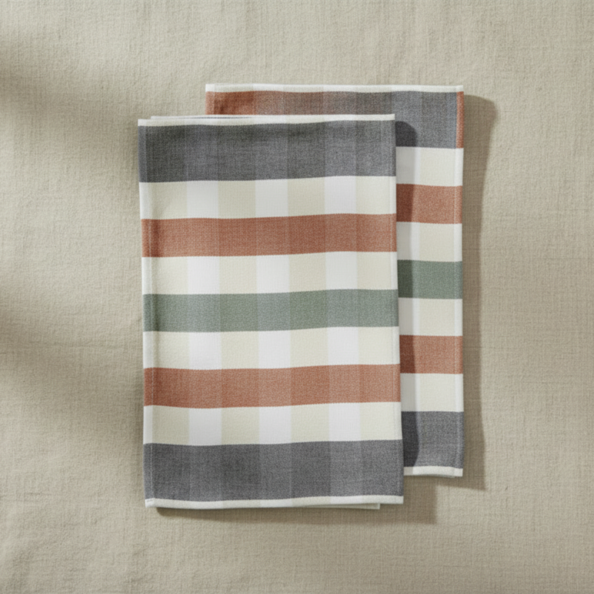 Terracotta Kitchen Towel with linen background