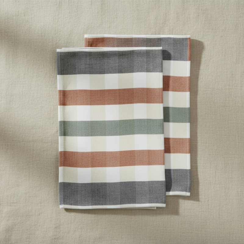 Terracotta Kitchen Towel with linen background